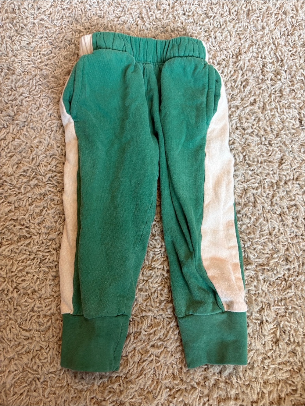 Kids Green Joggers with Cream Side Panels